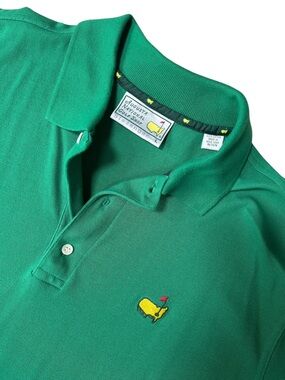Masters Green Cotton Polo Shirt Vintage 90s Embroidered Logo Golf Size Large